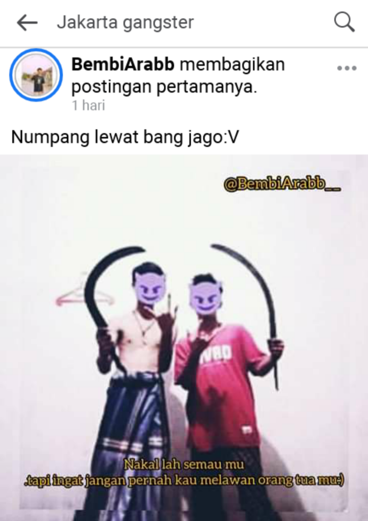 Gengster mulai eksis di group facebokk
