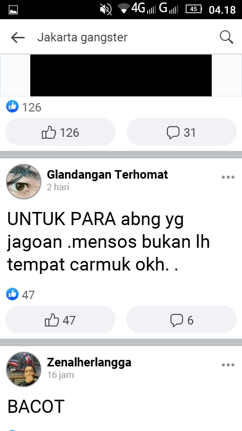 Gengster mulai eksis di group facebokk