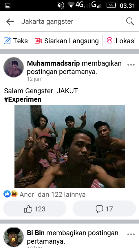 Gengster mulai eksis di group facebokk
