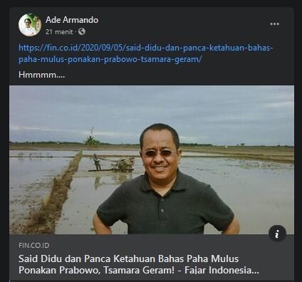 Viral Said Didu dan Panca Bahas Paha Mulus Keponakan Prabowo, Ini Respons Ade Armando