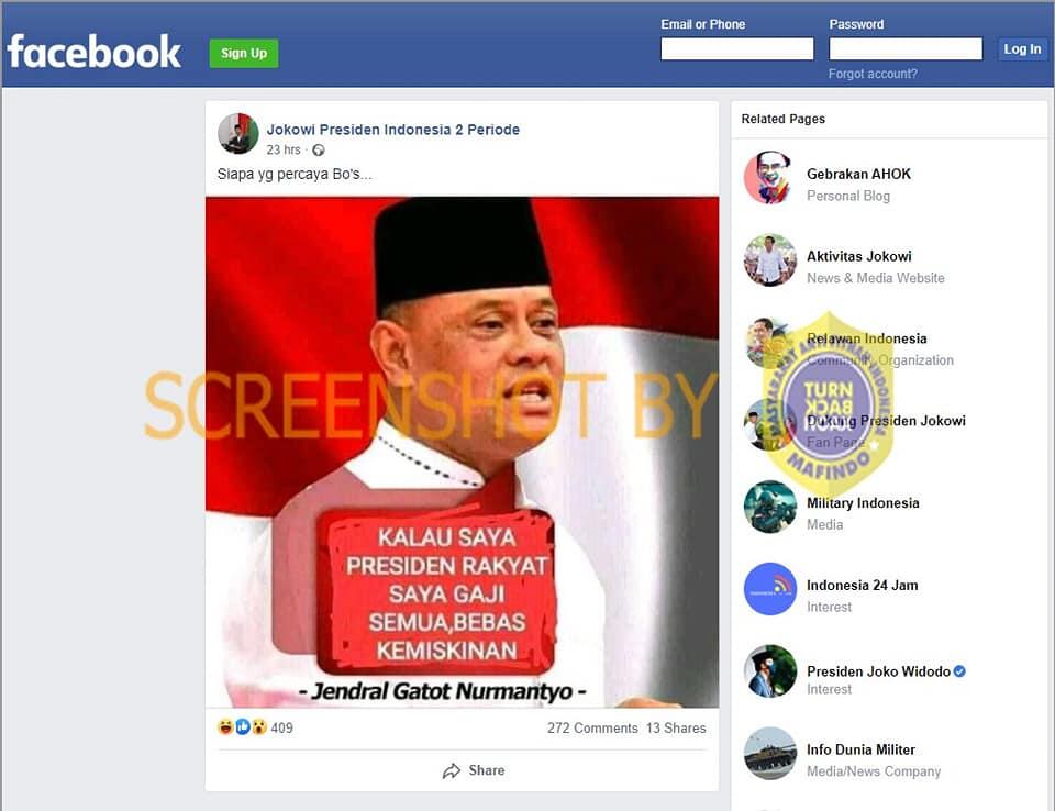 Gatot Nurmantyo Janji Bakal Gaji Seluruh Rakyat Indonesia Jika Jadi Presiden