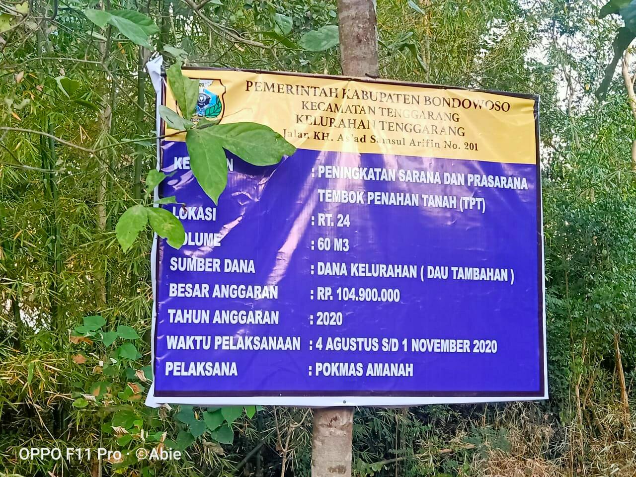 Diduga Pengerjaan Tembok Penyangga Tanah (TPT) Di Tenggarang Bondowoso Amburadul