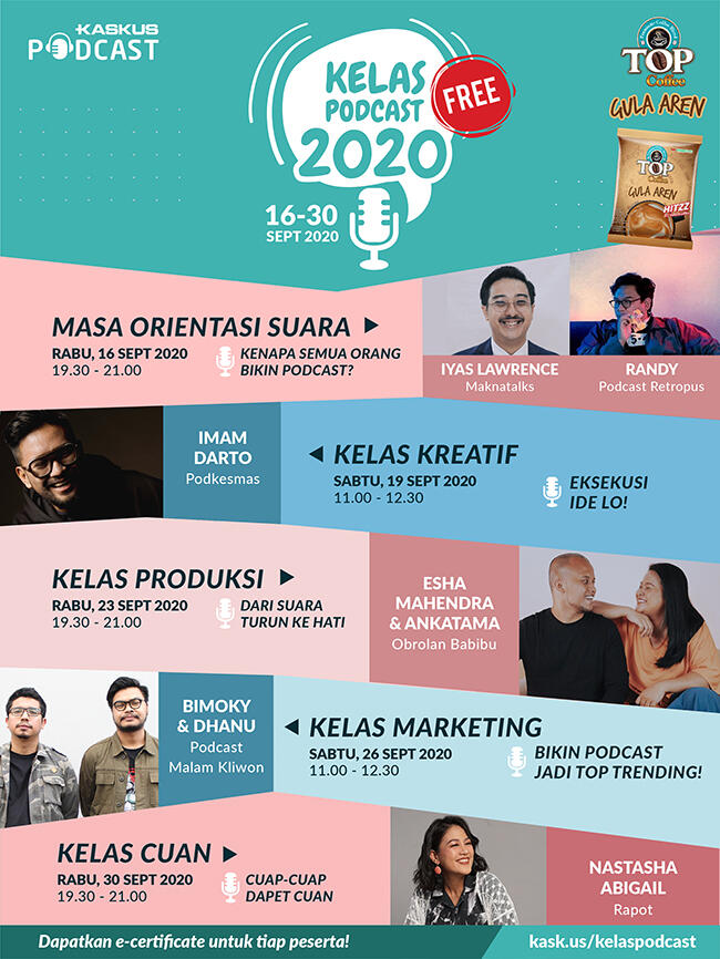 Balik Lagi, Ini 4 Kelas yang Dibuka Dalam Kelas Podcast 2020 x Top Coffee