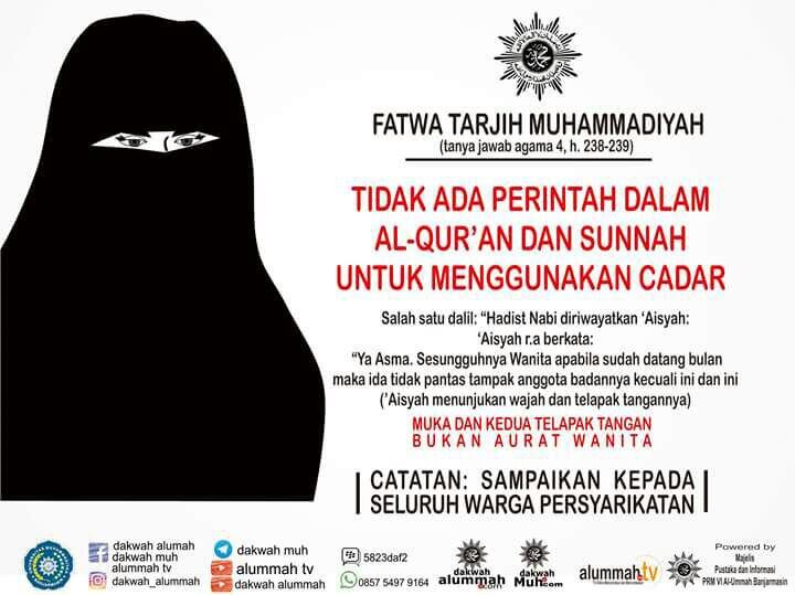 Hukum Cadar Menurut NU dan Muhammadiyah, Muhammadiyah: Tidak Ada Dasar Hukumnya