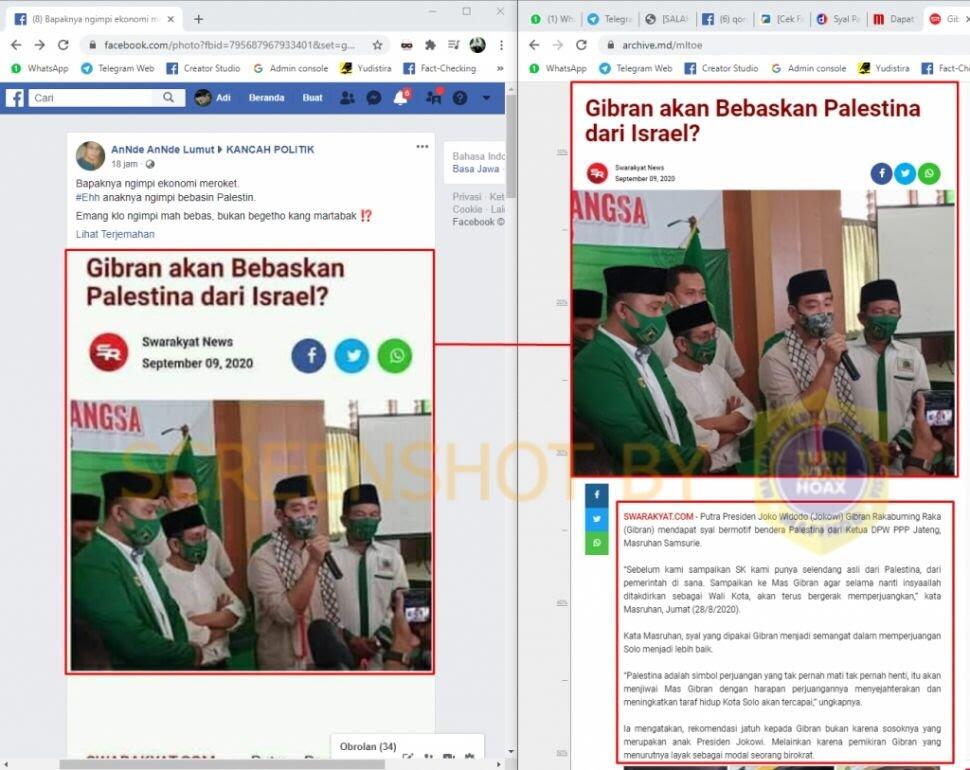 Gibran Bebaskan Palestina Jika Menjadi Walikota Solo, Fakta Atau Hoax?