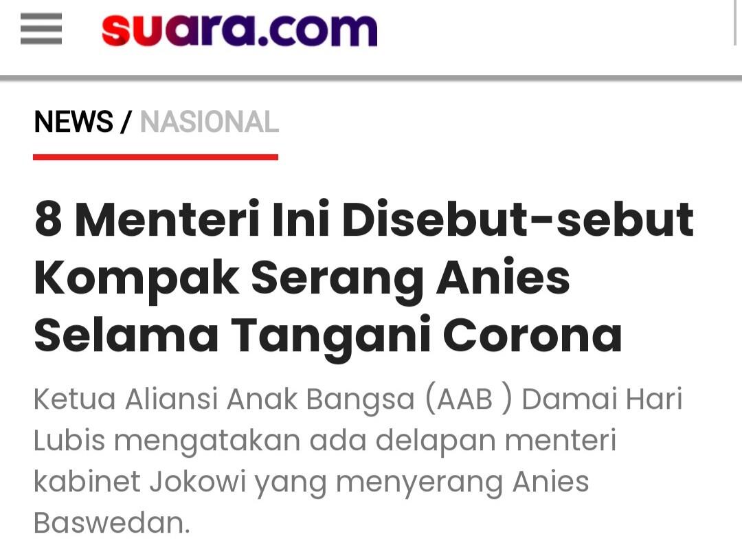 Menteri Keroyok Anies Baswedan Soal PSBB Total, Aktivis HAM Murka: Otaknya Cuma Duit!