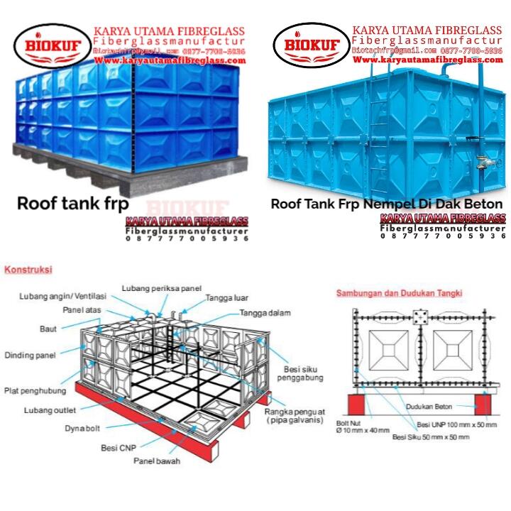 Roof tank frp sistem knockdown Panel tank frp Air bersih Karya utama fibreglass FRP