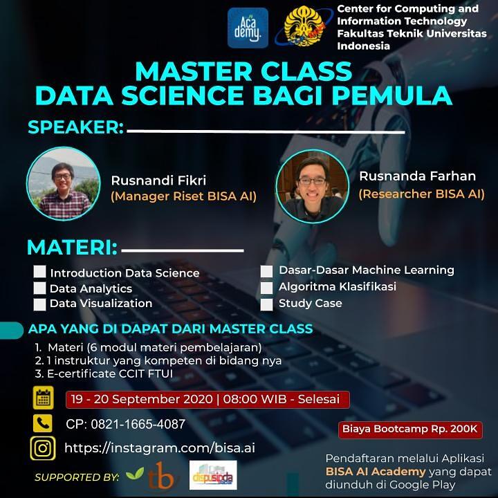 BOOTCAMP (Master Class – Data Science Bagi Pemula)