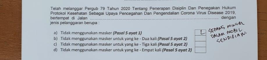 Hati-hati, Buka Masker Untuk Minum Di Mobil Sendirian, Kena Aturan PSBB Gan!