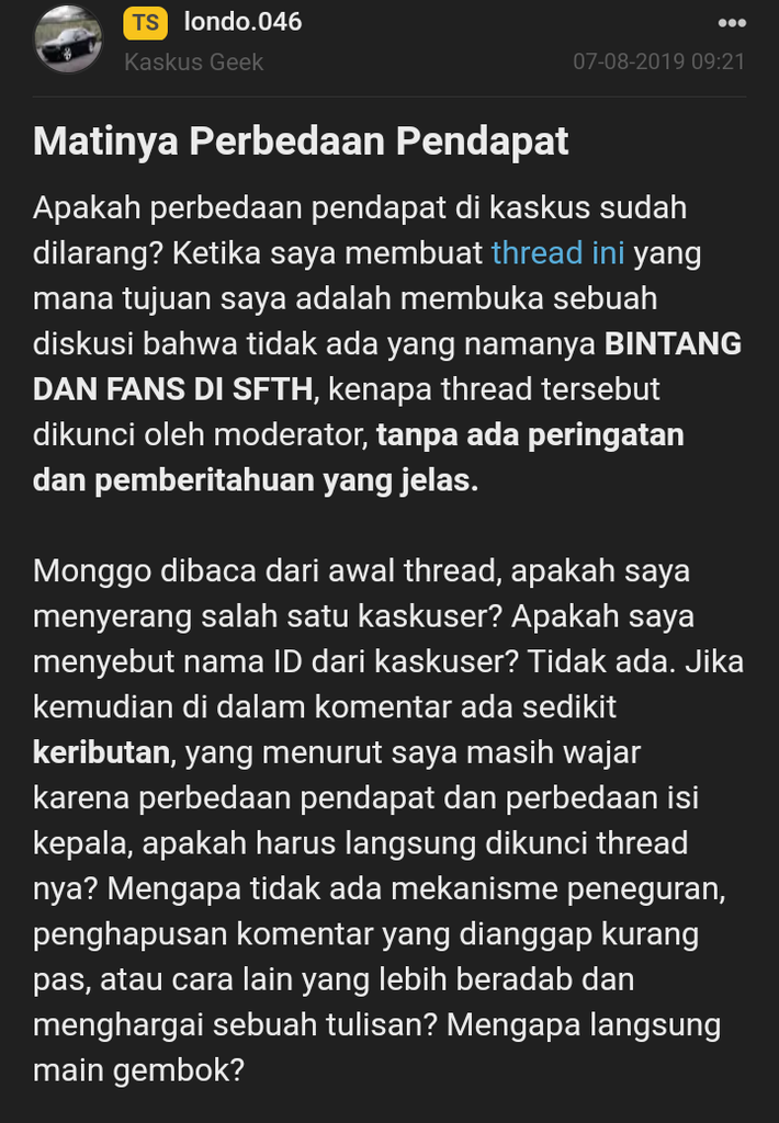 Sedih, sekarang moderator HTH udah gak ada harganya lagi 😭😭