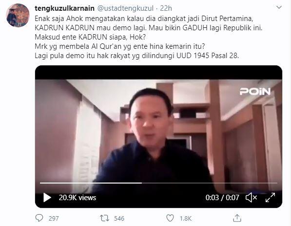 Tengku: Ahok, Ente Diterima Tinggal di NKRI Saja Mestinya Syukur, Sadarlah