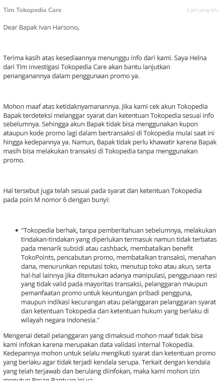 SURAT TERBUKA UNTUK TOKOPEDIA - BLOKIR PROMO