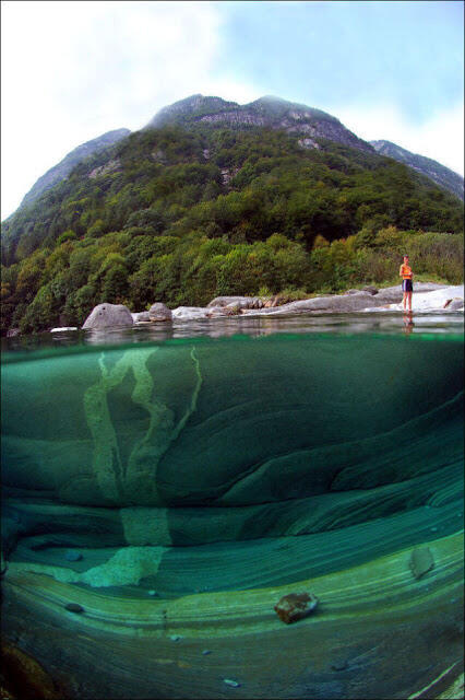 Foto Indahnya Verzasca Sungai Kristal Di Swiss