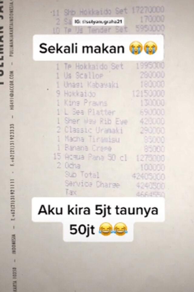 Viral! Tagihan Makan Di Restoran Mewah 50 Juta