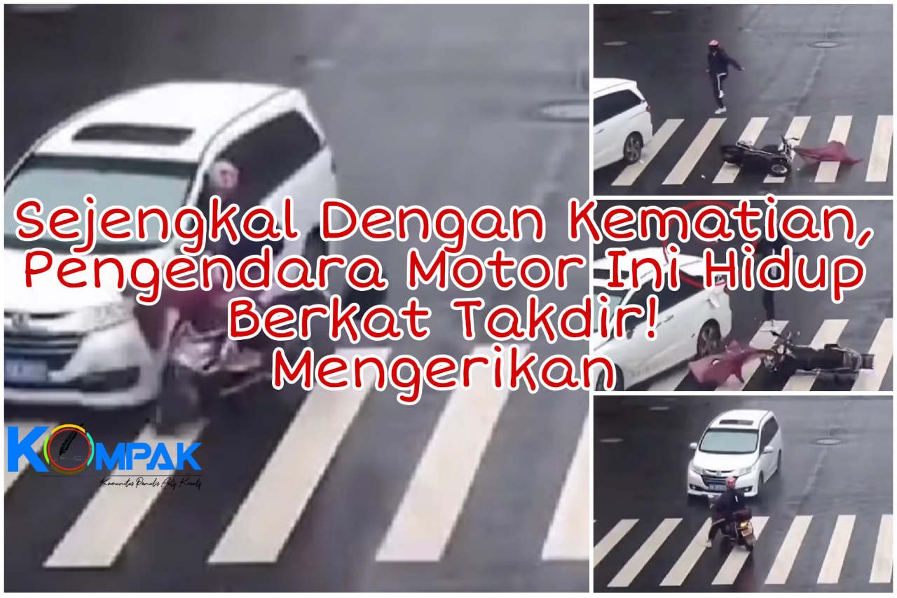 Sejengkal Dengan Kematian, Pengendara Motor Ini Hidup Berkat Takdir! Mengerikan