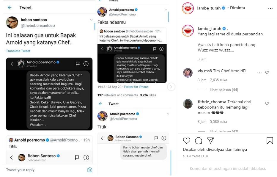 Chef Arnold Dan Bobon Santoso Terlibat Saling Sindir Di Sosmed, Kenapa?