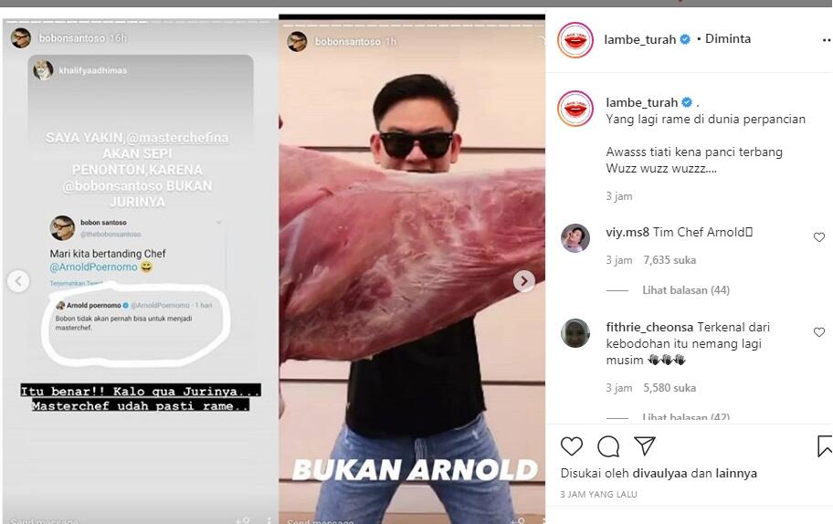 Chef Arnold Dan Bobon Santoso Terlibat Saling Sindir Di Sosmed, Kenapa?