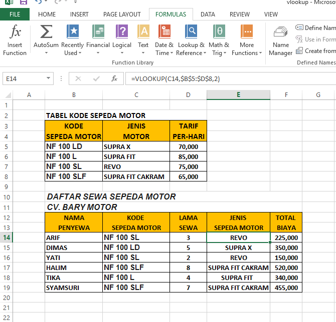 Fungsi VLOOKUP Dan HLOOKUP