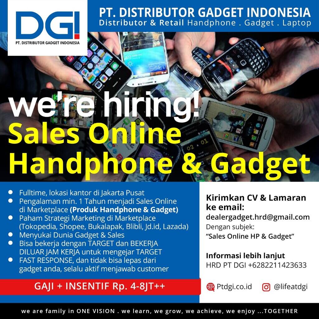 Sales Online Handphone &amp; Gadget Berpengalaman - LOWONGAN KERJA JAKARTA