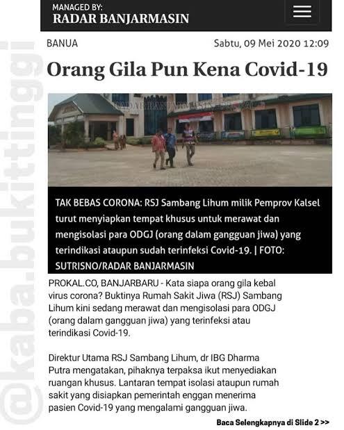 Bukan Orang Gila Yang Kebal Corona Tapi Yang Imunnya Kuat. 