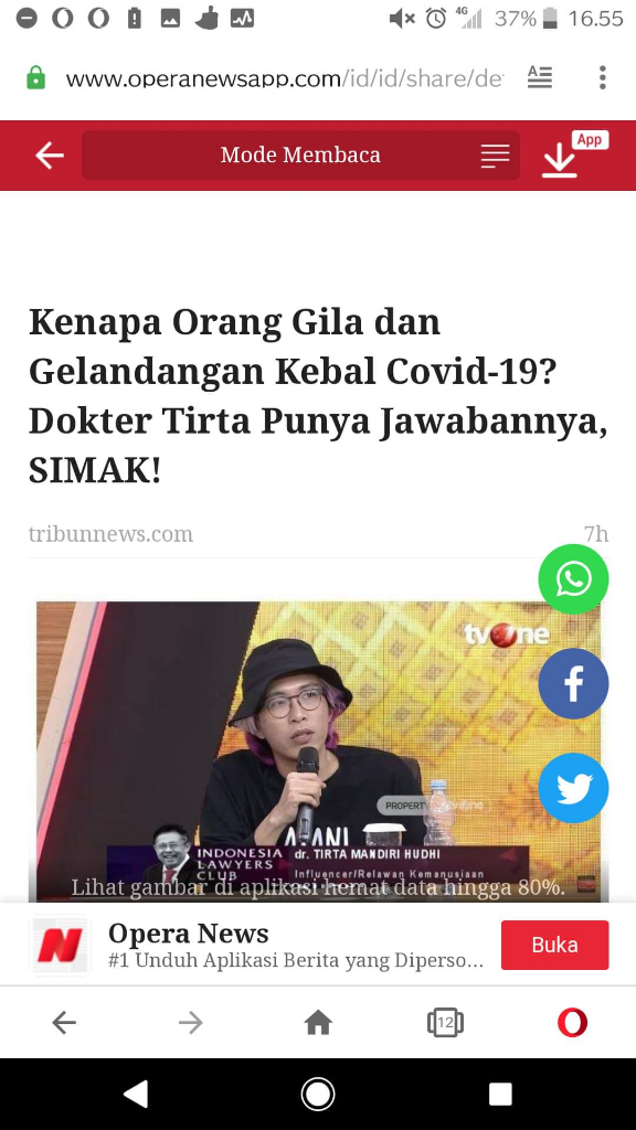 PENDAPAT SAYA VS DR TIRTA TENTANG ALASAN KENAPA ORANG GILA TIDAK KENAPA CORONA