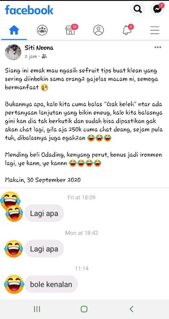 Dikirimi Pesan Gaje, Balasan Emak Ini Bikin Ngakak!