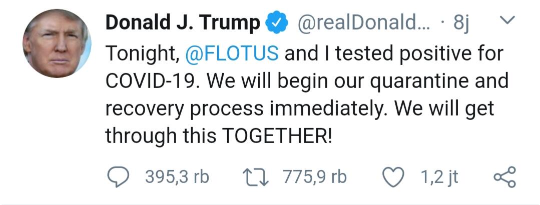 Covid-19 Mengganas! Donald Trump Dinyatakan Positif Covid-19!