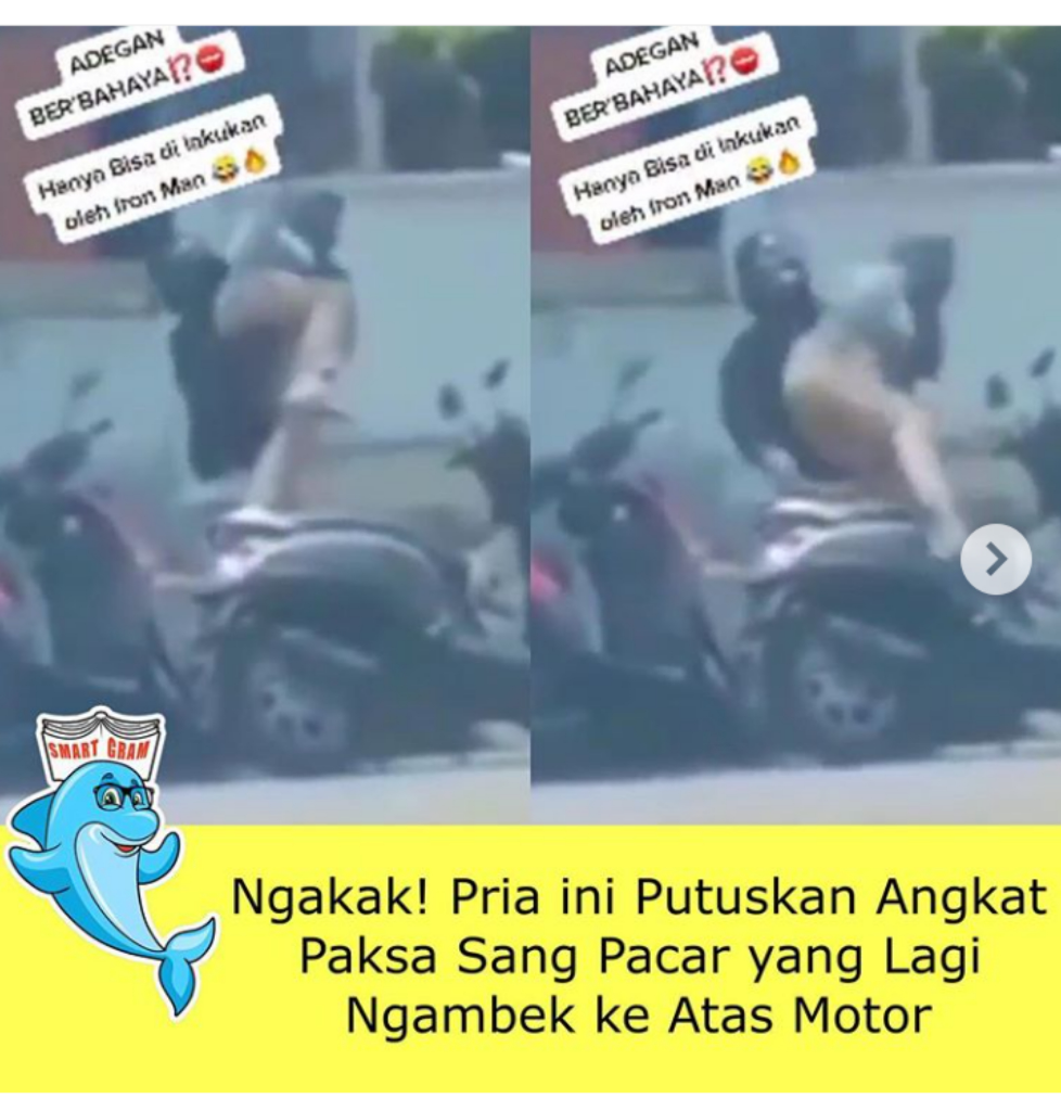 Si Pacar Ngambek, Lelaki Ini Mengangkat Kekasihnya ke Atas Motor, Titisan Iron Man? 