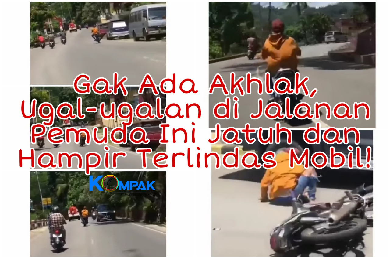 Gak Ada Akhlak, Ugal-ugalan di Jalanan Pemuda Ini Jatuh Dan Hampir Terlindas Mobil! 