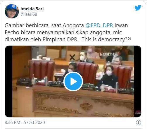 Sangat Menggelikan! Moment Ketua DPR RI Mematikan Mic Saat Rapat RUU Cipta Kerja