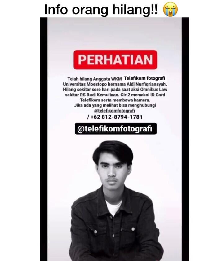 Alerta! Beberapa Mahasiswa dan Mahasiswi Ini Dikabarkan Hilang Pasca Demonstrasi! 