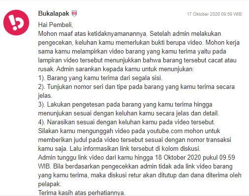 Seller bukalapak berbelit2, plus admin complain handler yang konyol.