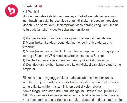 Seller bukalapak berbelit2, plus admin complain handler yang konyol.