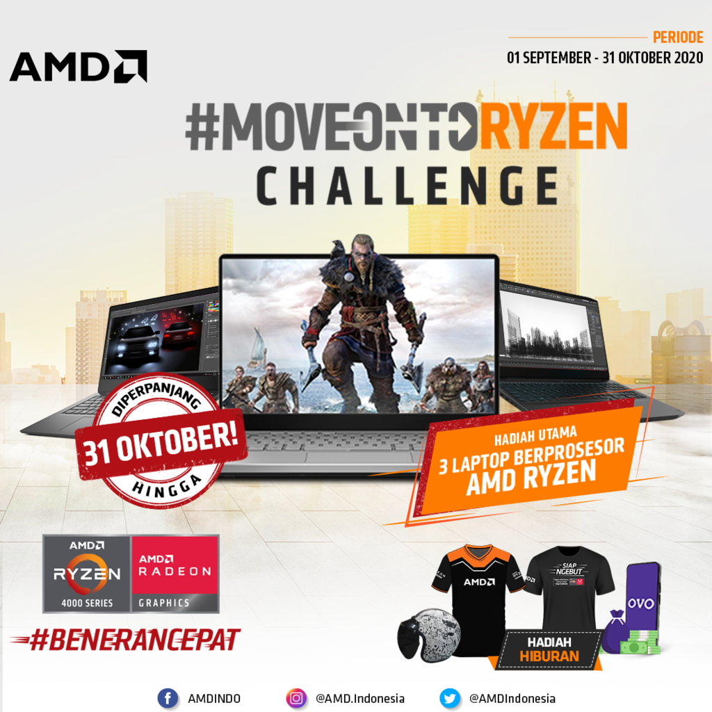 Dapet Laptop Berprosesor AMD Ryzen Gratis? Ikut Challenge Ini Aja Gan!