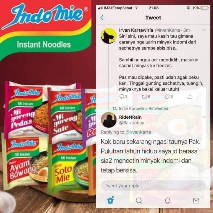 Dari Akun Ini, Terkuaklah Trik Mudah Ngeluarin Minyak Mie Instan yang Hendak Dipakai