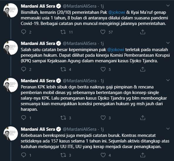 Mardani Ali Sera Beri Skor 5 untuk Setahun Pemerintahan Jokowi-Ma'ruf