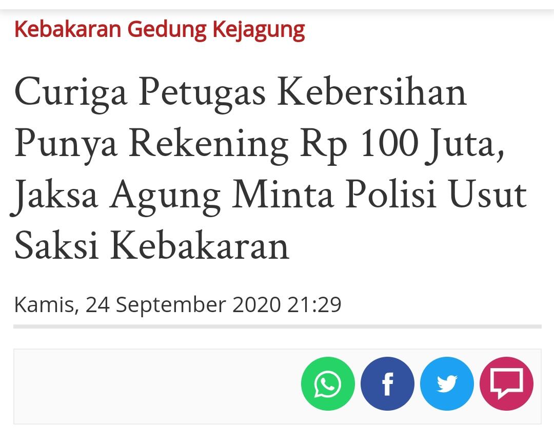 Dinilai Kooperatif, 7 Tersangka Kebakaran Kejagung Tidak Ditahan