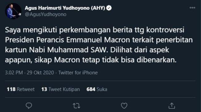 AHY Kecam Presiden Prancis, Warganet Ini Malah Ungkit Kasus Hambalang