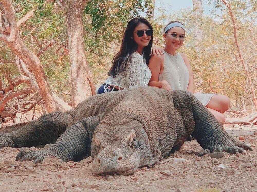 Gaya 10 seleb pose bareng komodo saat liburan, berani banget