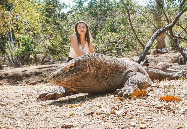 Gaya 10 seleb pose bareng komodo saat liburan, berani banget