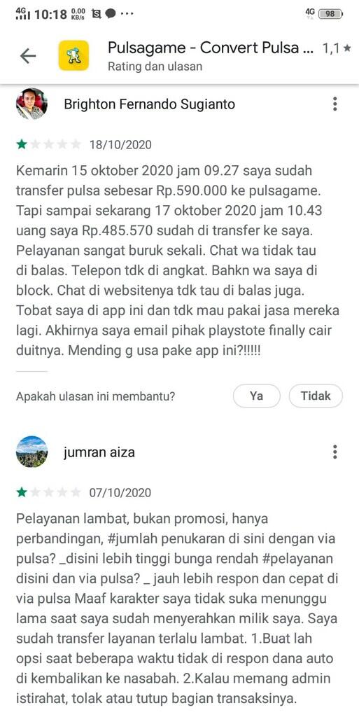 Admin jasa convert pulsa samsudin abas pulsagame.com penipu