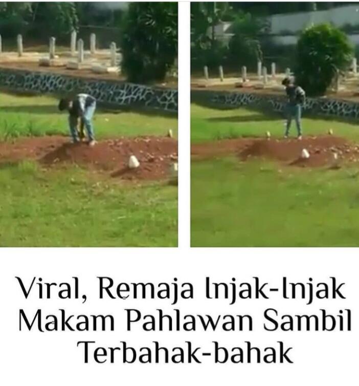 Gak Ada Akhlak! Remaja Injak-injak Makam Pahlawan di Lampung Utara Tuai Kecaman