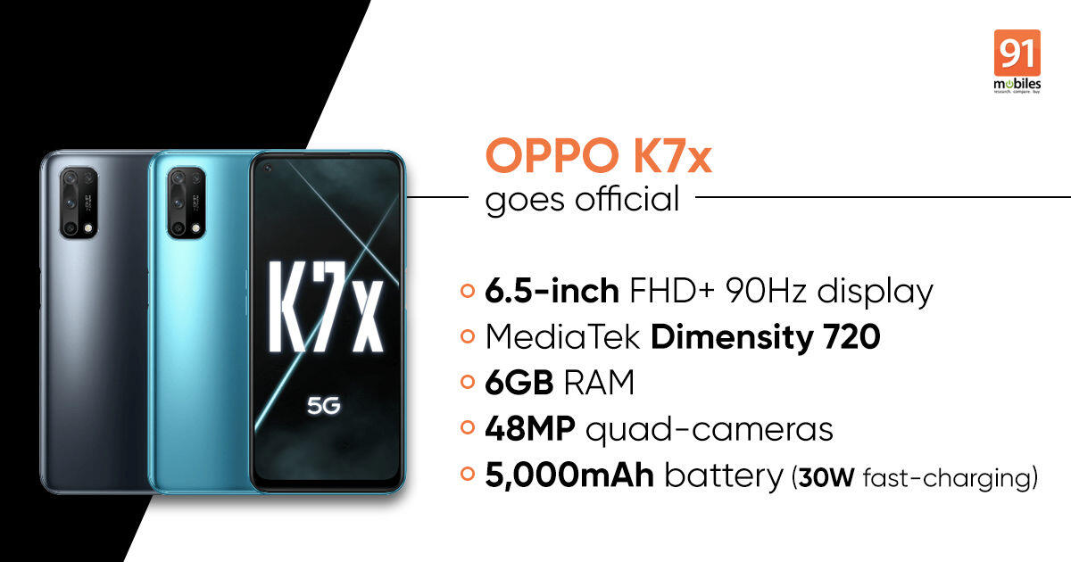 Smartphone 5G OPPO K7X dengan Dimensity 720 Meluncur di China