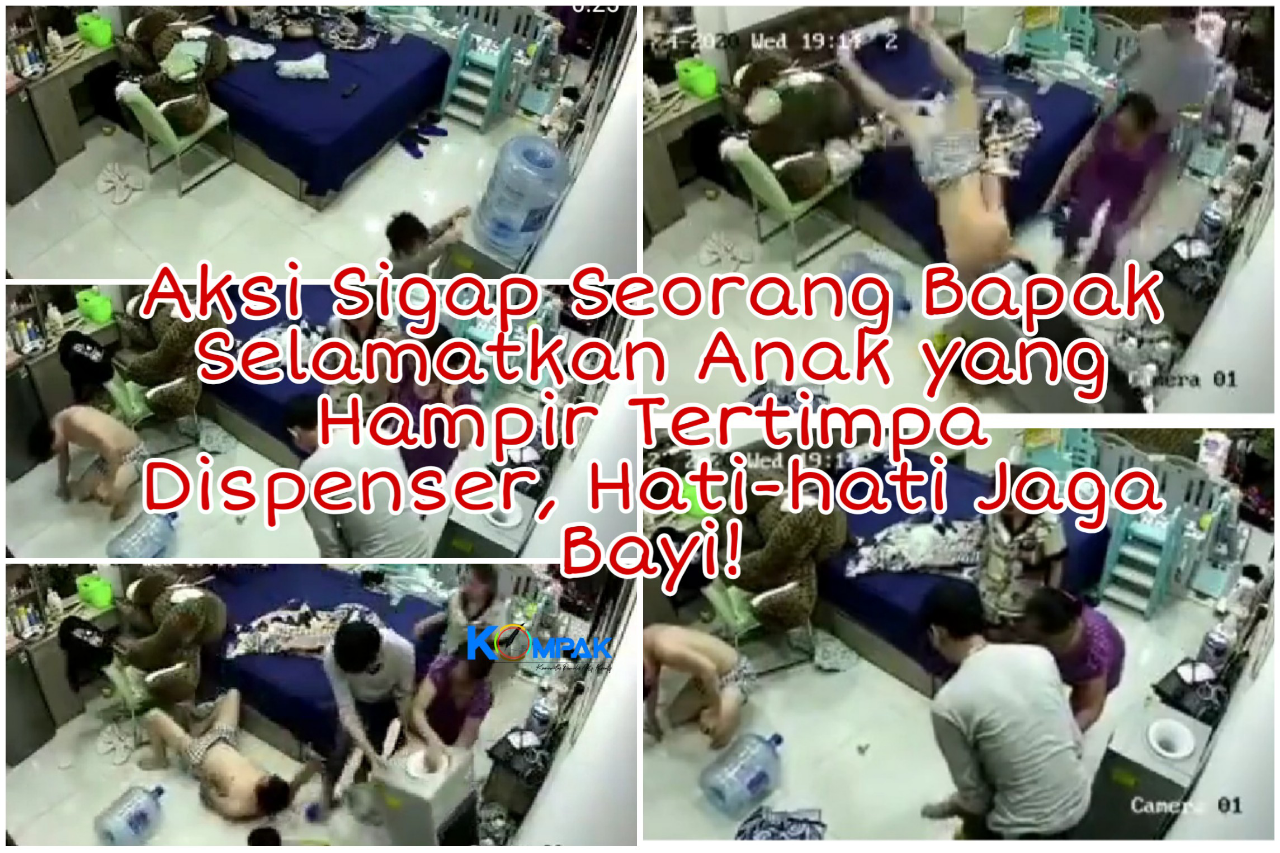 Aksi Heroik Seorang Ayah Selamatkan Anak yang Hampir Tertimpa Dispenser! Mengerikan