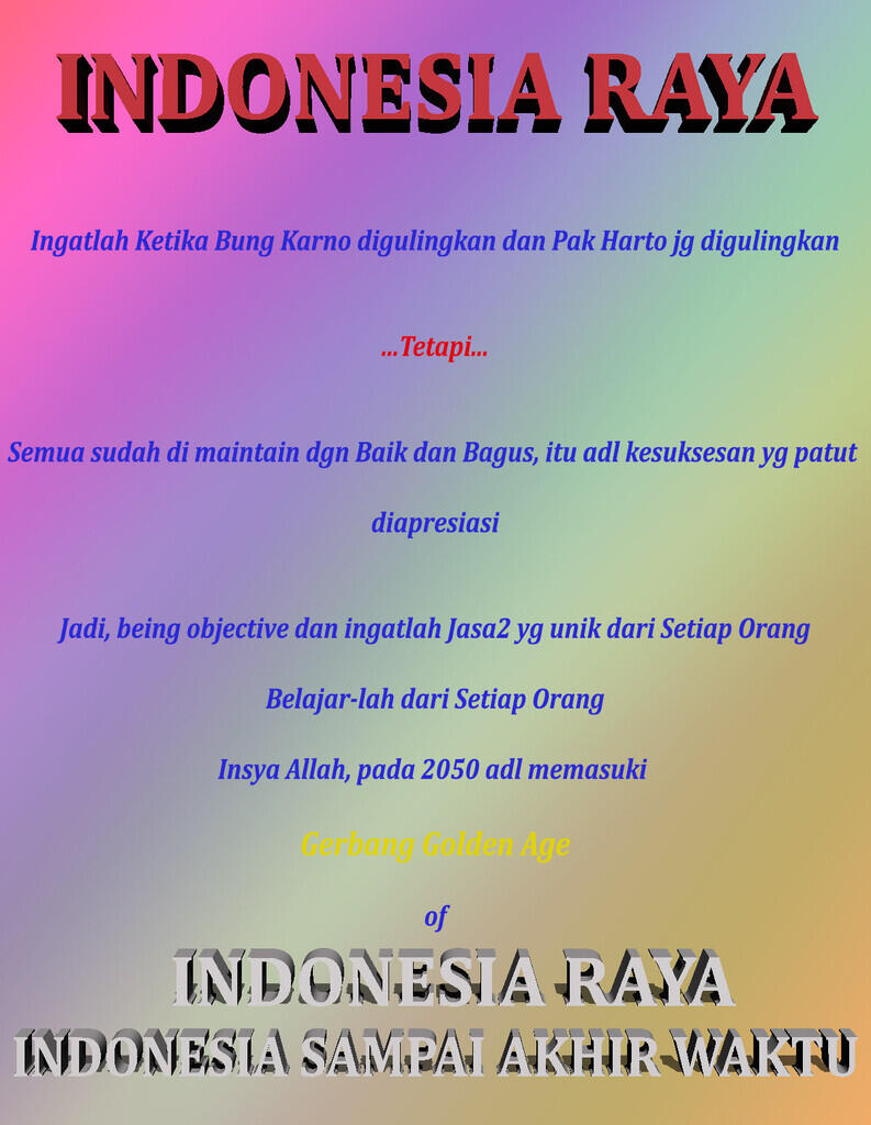 &#91;Nasionalisme&#93; 3-4 Bulan 2020 Ini. A Momentum utk NKRI. Bersatu, Bangkit dan RAYA...!