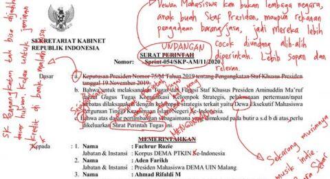 Typo Tingkat Dewa, Surat Stafsus Jokowi Direvisi Warganet Layaknya Skripsi