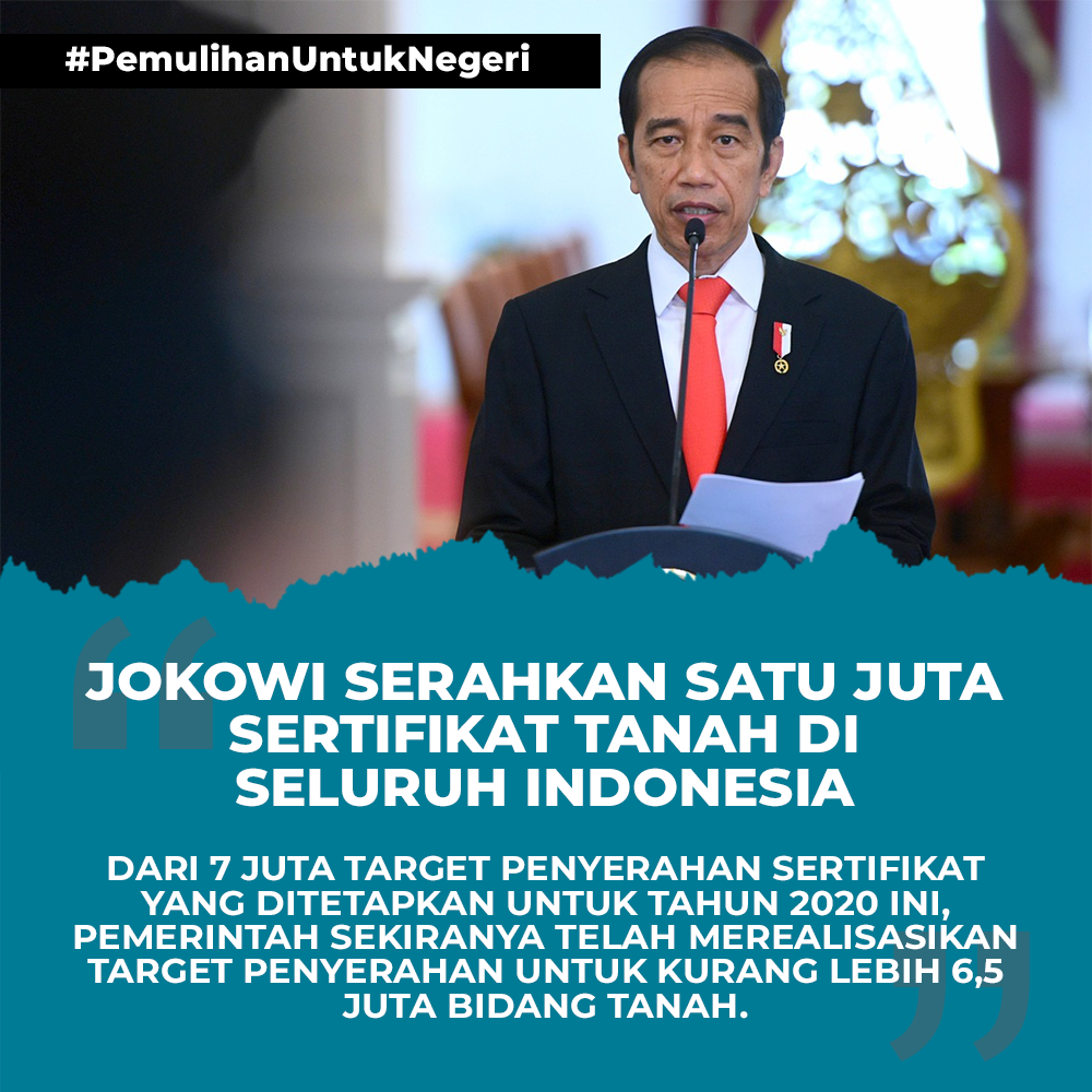 Presiden Serahkan Satu Juta Sertifikat untuk Bidang Tanah di Seluruh Indonesia