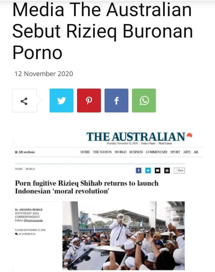 Kata Berbagai Media Asing soal Habib Rizieq Pulang, Judul The Australian ...