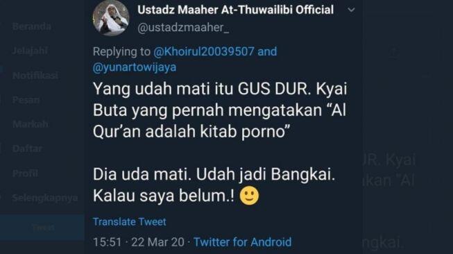 Publik Ungkap Ucapan Kasar Maheer, Sebut Gus Dur Kyai Buta, Dia Udah Mati