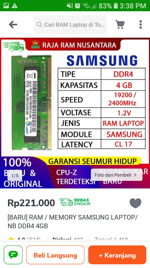 Perbedaam Harga RAM tiap brand yang berbeda jauh